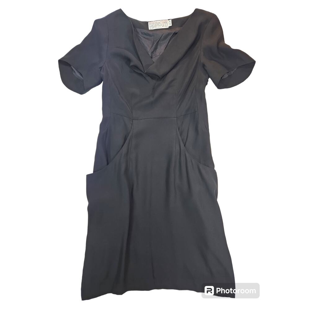 Shipley & Halmos | Black, 100% Silk, Cowl Neck Dress | Size 6 - Picture 2 of 9